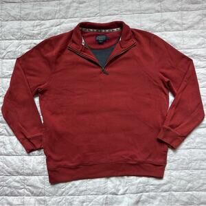 Pendleton Men's Red Fleece Lined Inner Quarter Zip Sweater Shirt Granola- Large